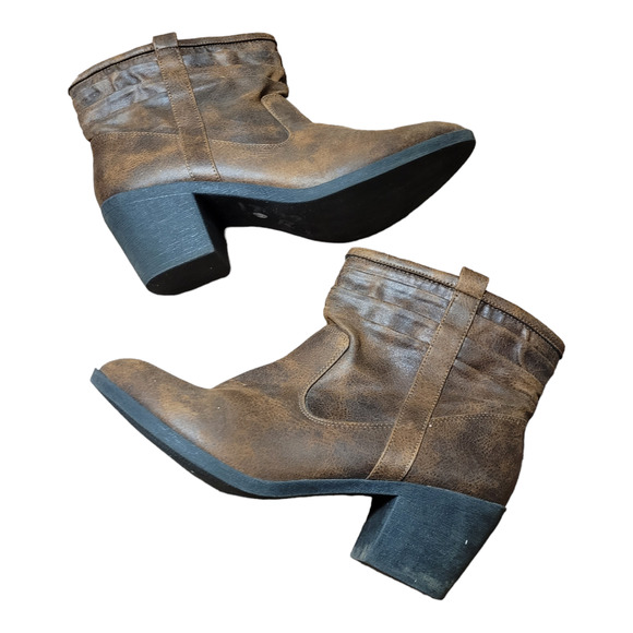 Arizona Jean Co. Garber Brown Heeled Ankle Booties Women's 10 Western Minimalist - Picture 1 of 10